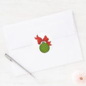 Groen met Rode Stippen Kerst Ornament Sticker (Envelop)