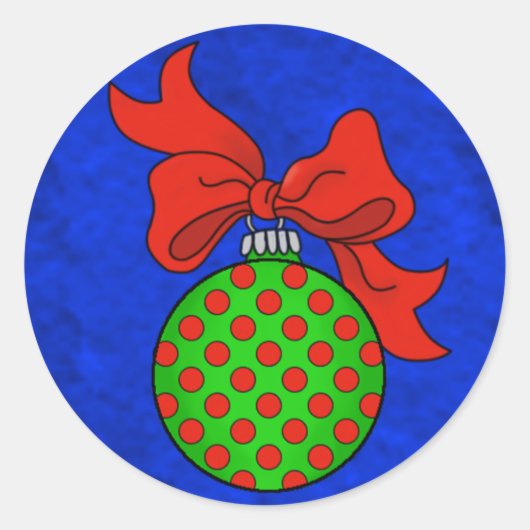 Groen met Rode Stippen Ornament Blauwe Rug Sticker (Voorkant)