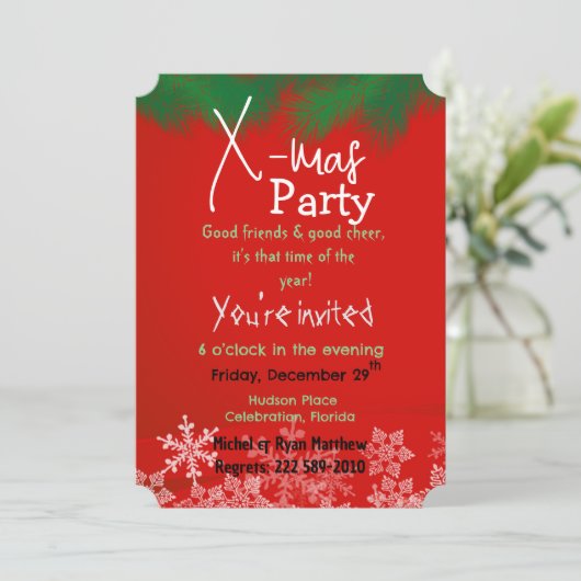 Groen met rode uitnodiging (Staand voorkant)