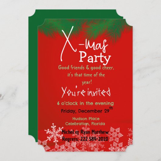 Groen met rode uitnodiging (Voorkant / Achterkant)