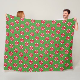 GROEN MET RODE & WITTE KERSTMIS HARDE SNOEPJES FLEECE DEKEN