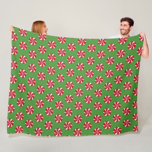 GROEN MET RODE & WITTE KERSTMIS HARDE SNOEPJES FLEECE DEKEN (In situ)