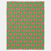 GROEN MET RODE & WITTE KERSTMIS HARDE SNOEPJES FLEECE DEKEN (Voorkant)