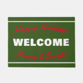 Groen met rood en witte feestdag - Welkom Deurmat (Voorkant)