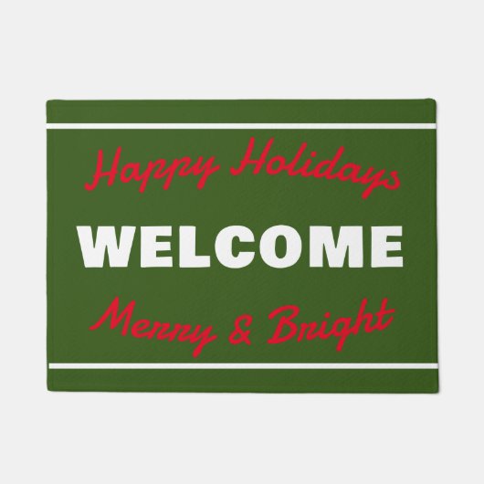 Groen met rood en witte feestdag - Welkom Deurmat (Voorkant)