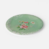  groen met roze behangselpapier borden papieren bordje (Gekanteld)