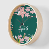 Groen met roze bloemen gepersonaliseerd (Hoek)