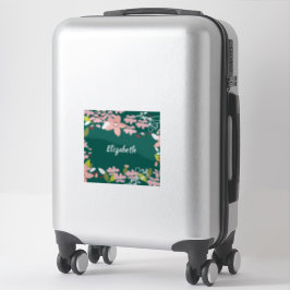 Groen met roze bloemen gepersonaliseerd sticker