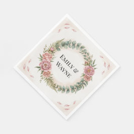 Groen Met Roze Bloemen Romantische Bruiloft Servet