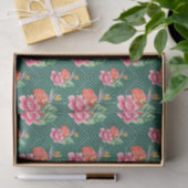 Groen met roze bloemen tissuepapier (Geschenk)