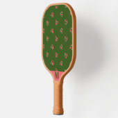 Groen met Roze Harten Modern Monogram Pickleball Paddle (Links)