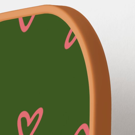 Groen met Roze Harten Modern Monogram Pickleball Paddle (Links Detail)