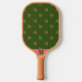 Groen met Roze Harten Modern Monogram Pickleball Paddle (Achterkant)