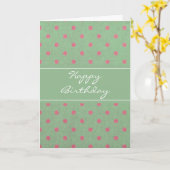  groen met roze poka Dots Birthday Kaart (Gele Bloem)