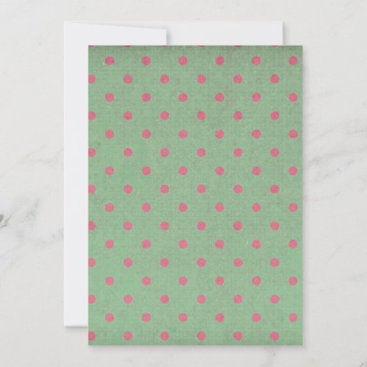Groen met roze poka Dots Wedding Kaart (Achterkant)