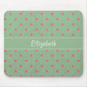 groen met roze poladots patroon muismat