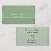  groen met roze poladots patroon visitekaartje (Voorkant / Achterkant)