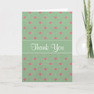  Groen met Roze Polka Dots Dank u Bedankkaart
