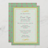  Groen met Roze Polka Dots Generic Party Kaart (Voorkant / Achterkant)