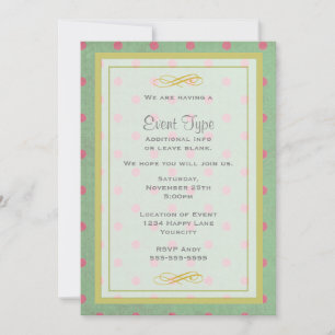 Groen met Roze Polka Dots Generic Party Kaart