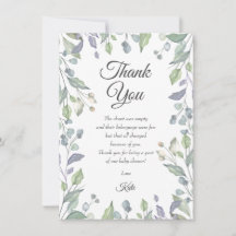 Groen met Sering Baby Shower Dankjewel Gedicht