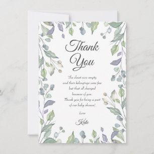 Groen met Sering Baby Shower Dankjewel Gedicht Bedankkaart