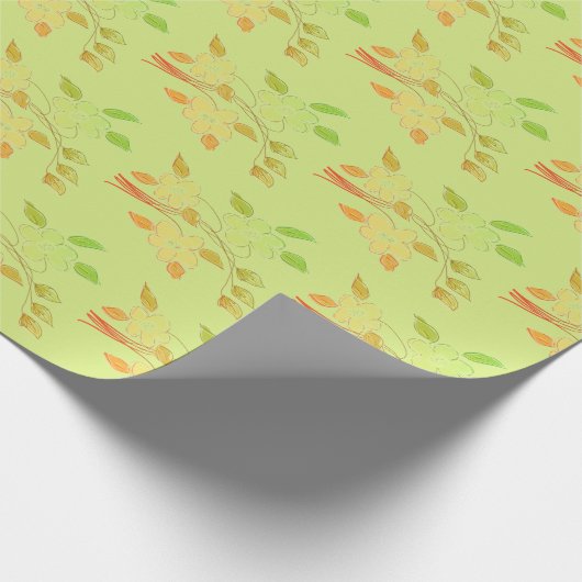 Groen met Sinaasappel en geel Cadeaupapier (Hoek)