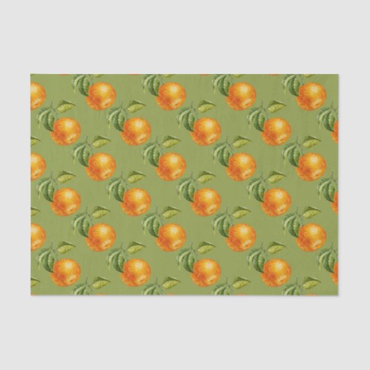 Groen met Sinaasappels Tissuepapier (Voorkant)