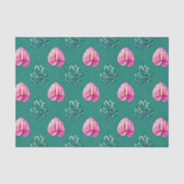 Groen met tropische bloemen en palmbladeren tissuepapier