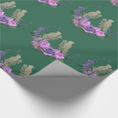 Groen met vogels en bloemen Inpakpapier (Hoek)