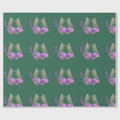 Groen met vogels en bloemen Inpakpapier (Vlak)