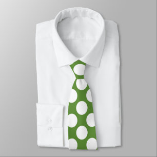 Groen met White Polka Dots Retro Stropdas