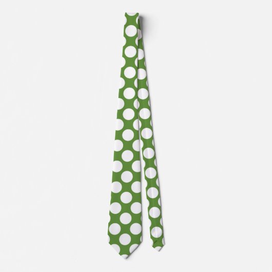 Groen met White Polka Dots Retro Stropdas (Voorkant)
