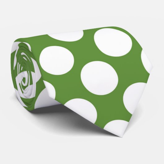 Groen met White Polka Dots Retro Stropdas (Opgerold)
