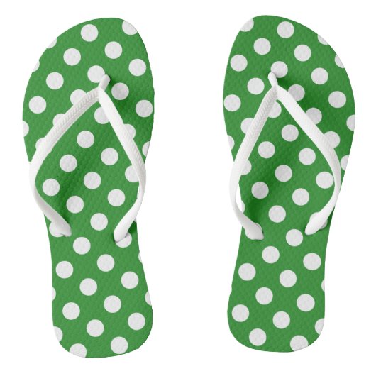 Groen met White Polka Dots Teenslippers (Voetbed)