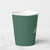 Groen met wit monogram papieren bekers (Rechts)