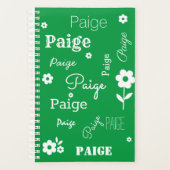Groen met Witte Bloemen, Aangepaste naamplanner Planner (Voorkant)
