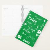 Groen met Witte Bloemen, Aangepaste naamplanner Planner (Display)