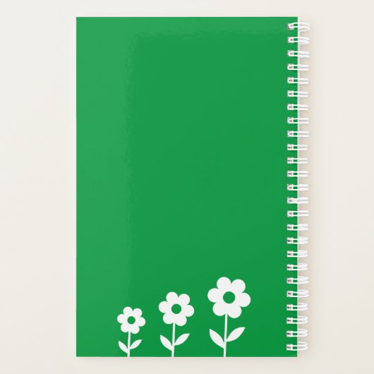 Groen met Witte Bloemen, Aangepaste naamplanner Planner (Achterkant)