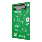 Groen met Witte Bloemen, Gepersonaliseerd Mini Klembord (Angled2)