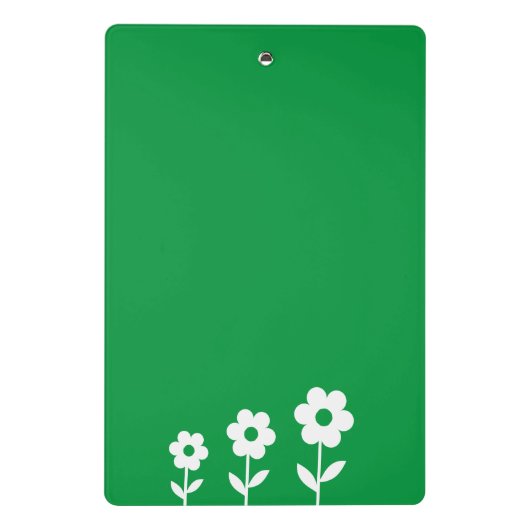 Groen met Witte Bloemen, Gepersonaliseerd Mini Klembord (Achterkant)