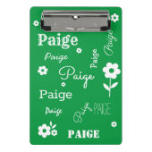 Groen met Witte Bloemen, Gepersonaliseerd Mini Klembord (Voorkant)