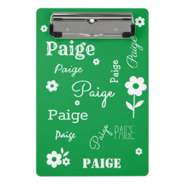 Groen met Witte Bloemen, Gepersonaliseerd Mini Klembord