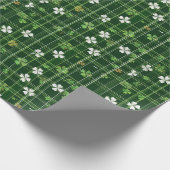 Groen met witte en groene klaverbladeren cadeaupapier (Hoek)