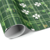 Groen met witte en groene klaverbladeren cadeaupapier (Rol Hoek)