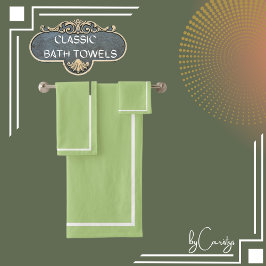 Groen met Witte Grens Bad Handdoek