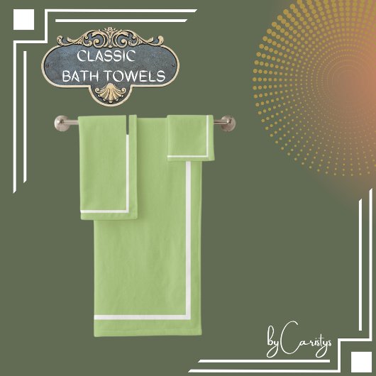 Groen met Witte Grens Bad Handdoek