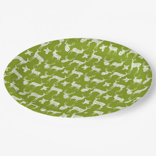 Groen met witte herten papier Borden Papieren Bordje (Gekanteld)