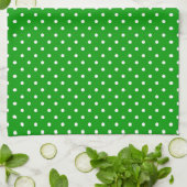 Groen met Witte Polka Dots Theedoek (Gevouwen)