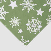 GROEN MET WITTE WINTERSNOWFLAKS TISSUEPAPIER (Detail)